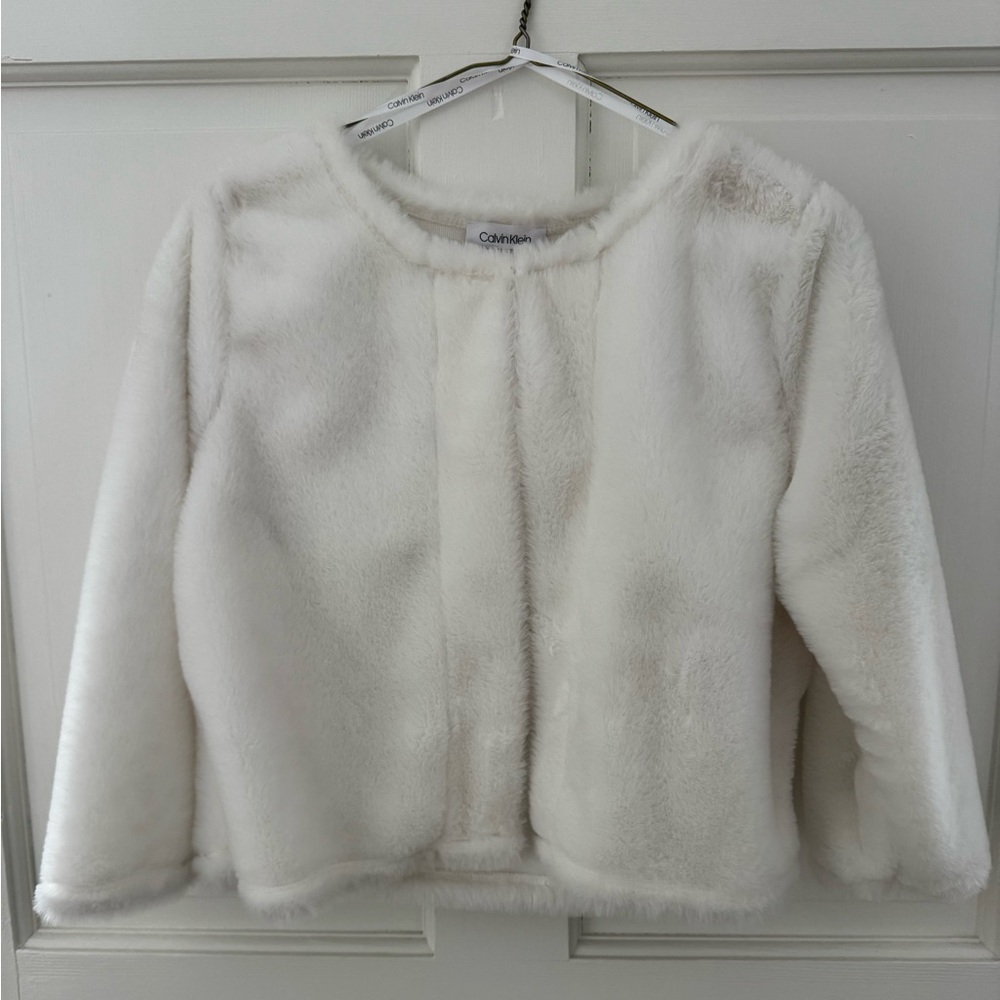 Calvin Klein women’s Ivory Faux Fur Coat